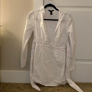 White low cut wrap dress